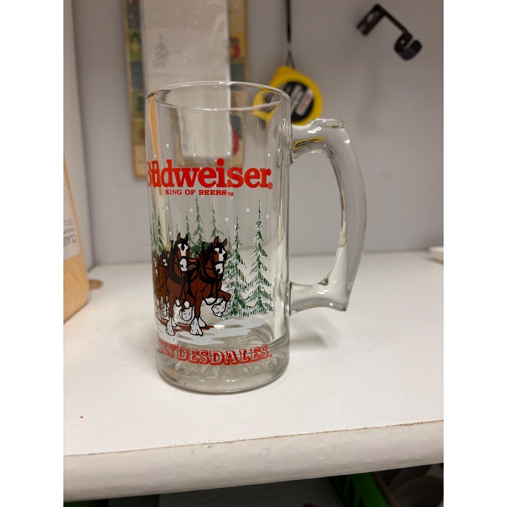 Budweiser Clydesdales Beer‎ Mug 1989 King of Beers Holiday Christmas